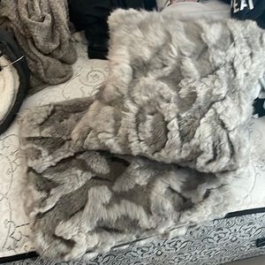 2 Gray Leopard faux fur pillow cover zipper cases